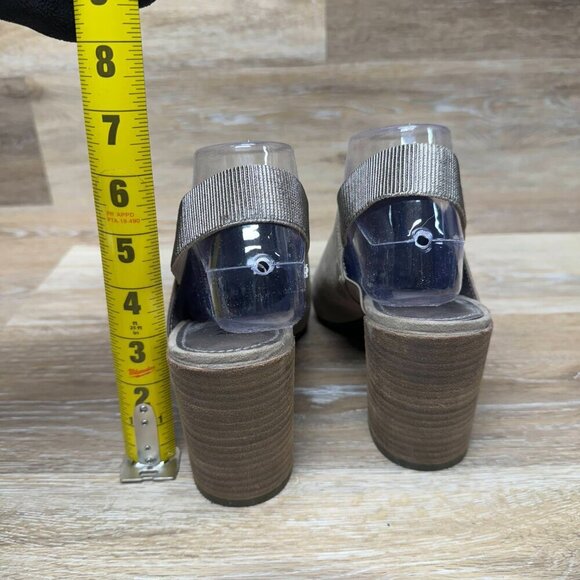 Anne Klein Janae Sling Back Taupe Suede Block Heel Mule Women's Size 9 - Picture 3 of 6